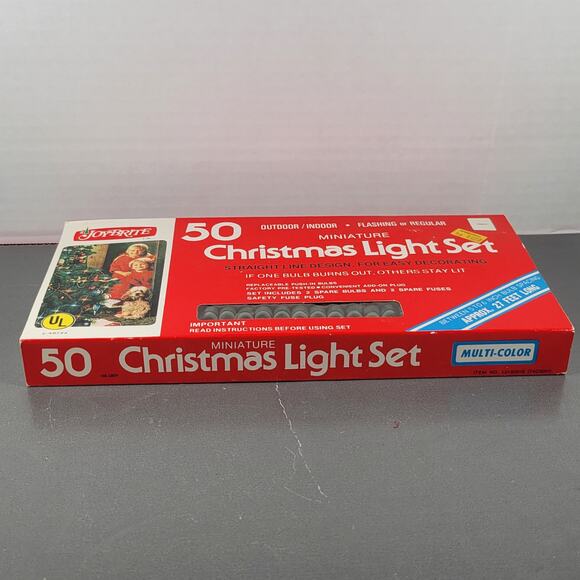 Joy Brite 50 Miniature Christmas Light Set Vintage Indoor Outdoor  27 Ft NOS - Picture 9 of 16